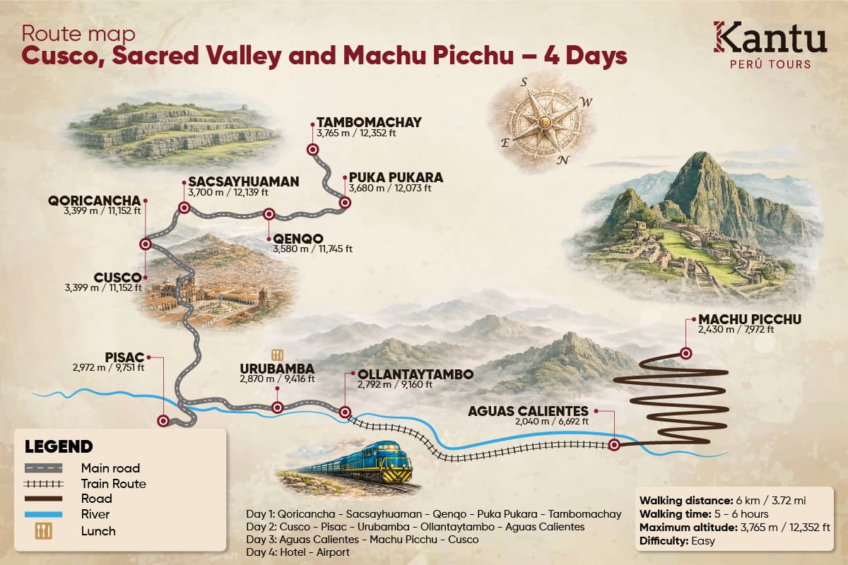Machu Picchu vacations 4 days & Cusco Sacred Valley