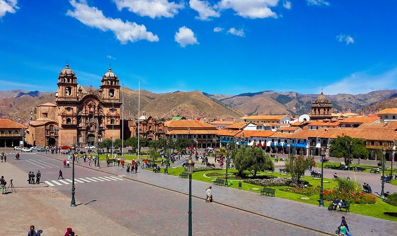 La Plaza de Armas de Cusco fue el lugar de encuentro de muchas provicias en los dias de huelga en Cusco frente a la situacion politica de Peru.