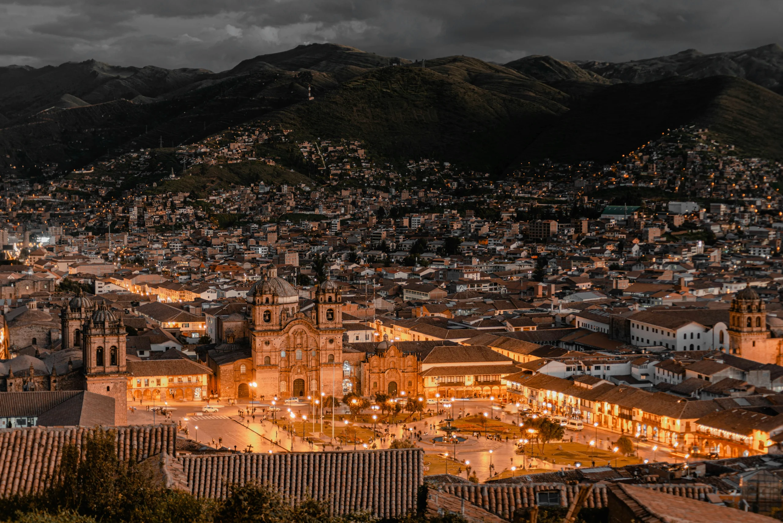 Cusco Main Plaza at night