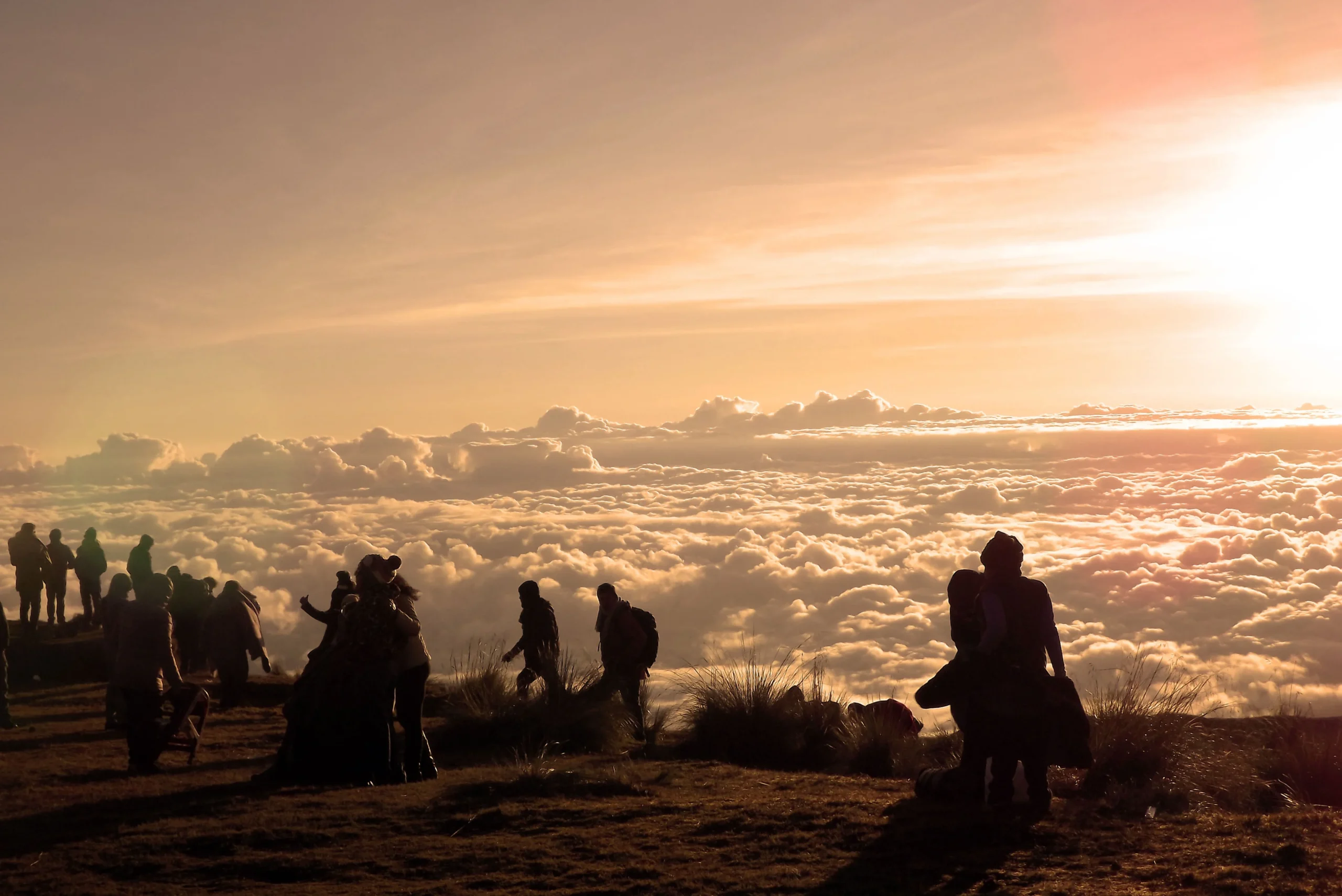 People in the Tres Cruces Viewpoint in Paucartambo